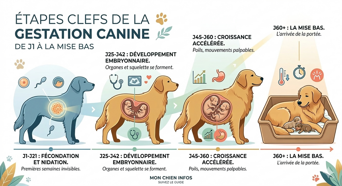 Les étapes clefs de la gestation canine : de J1 à la mise bas