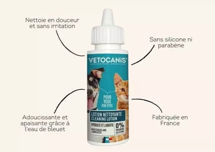 Lotion Nettoyante des Yeux pour Chat et Chien - 60ml - VETOCANIS