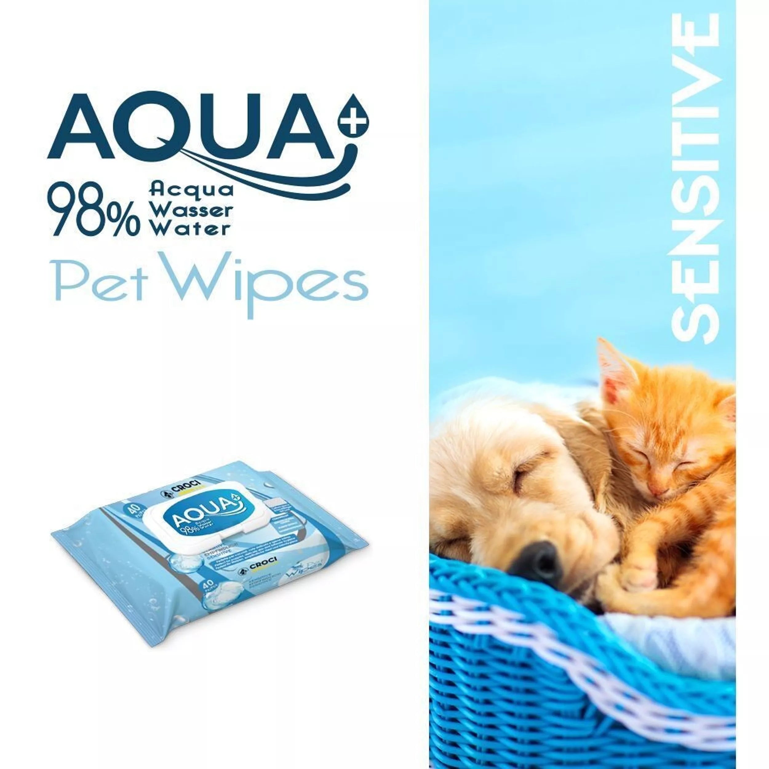 Lingettes humides peaux sensibles pour chien et chat