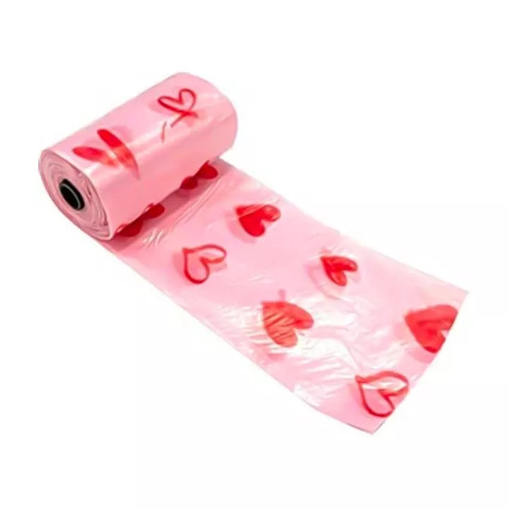 Sacs à crottes Rose pour chien - Patte en forme de cœur