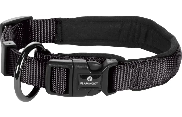 Collier confort noir pour chien avec boucle à clic FLAMINGO