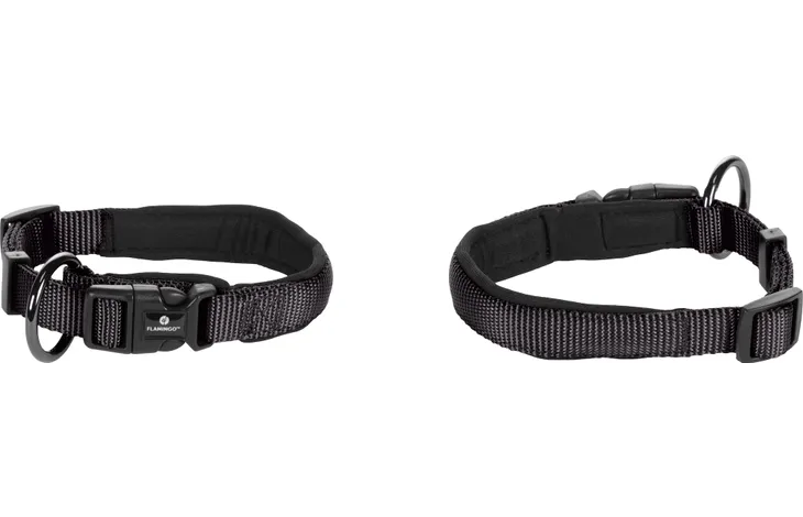 Collier confort noir pour chien avec boucle à clic FLAMINGO