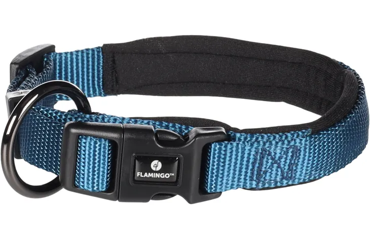 Collier confort Bleu pour chien avec boucle à clic FLAMINGO
