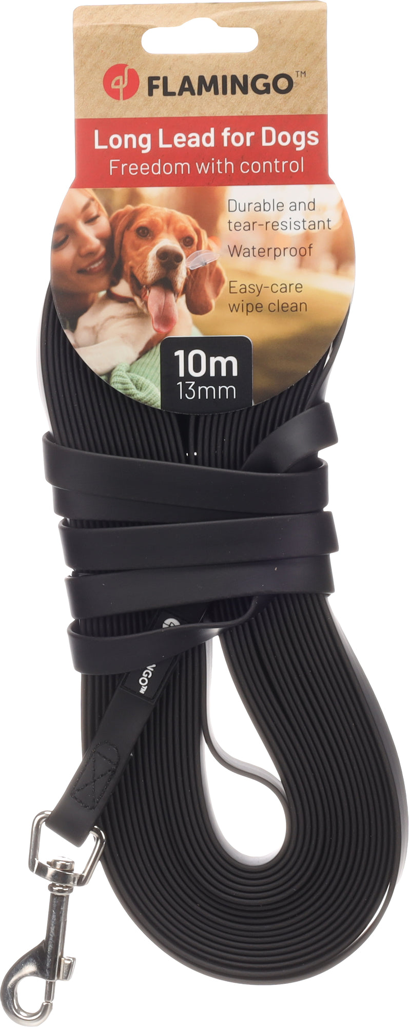 Laisse de 10m pour chien en Biothane noir