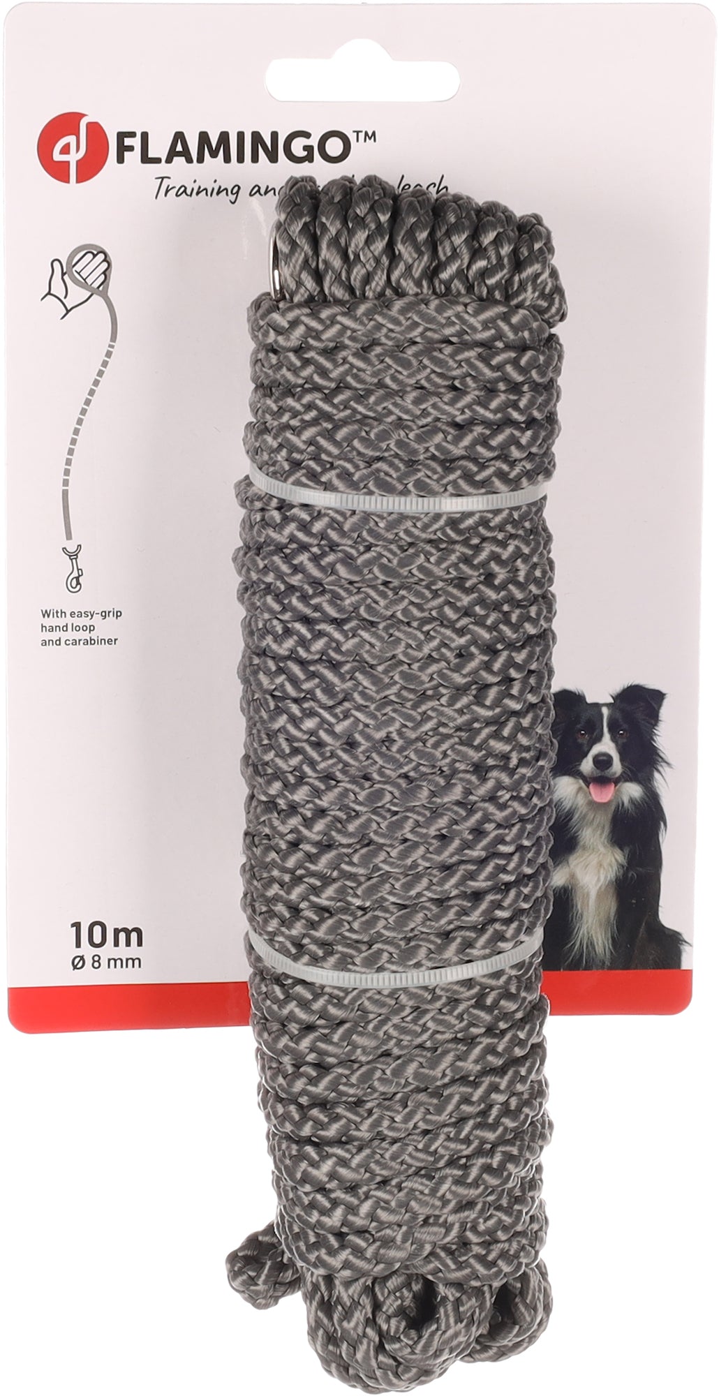 Longe gris de 10m pour chiens - FLAMINGO