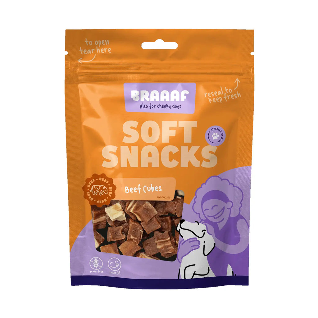 Cubes de bœuf et poisson pour chiots et chiens Braaaf Soft Snack