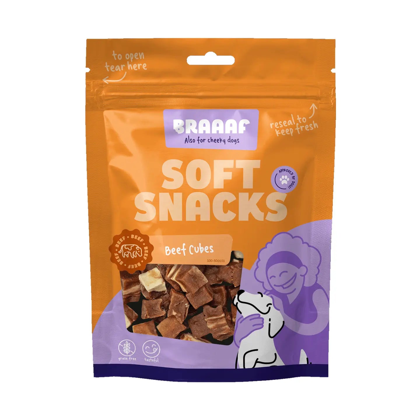 Cubes de bœuf et poisson pour chiots et chiens Braaaf Soft Snack