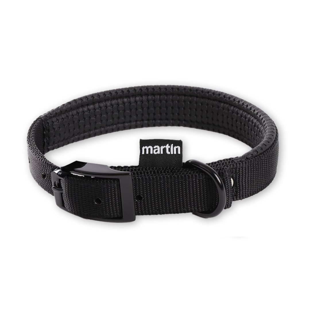 Collier confort en nylon noir pour chien - Martin Sellier